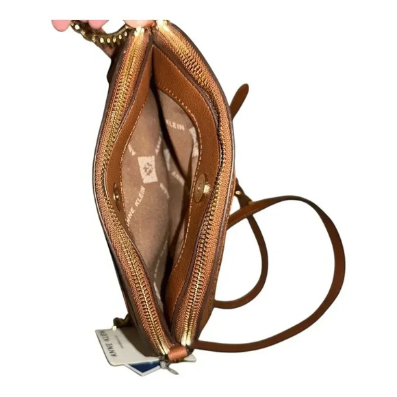 Anne Klein Tan Cork Triple Compartment Crossbody Purse - Picture 7 of 11